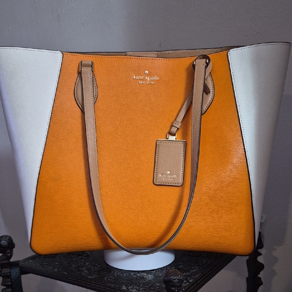 Kate Spade Vibrant Orange and Cream Tote - Picture 7 of 11
